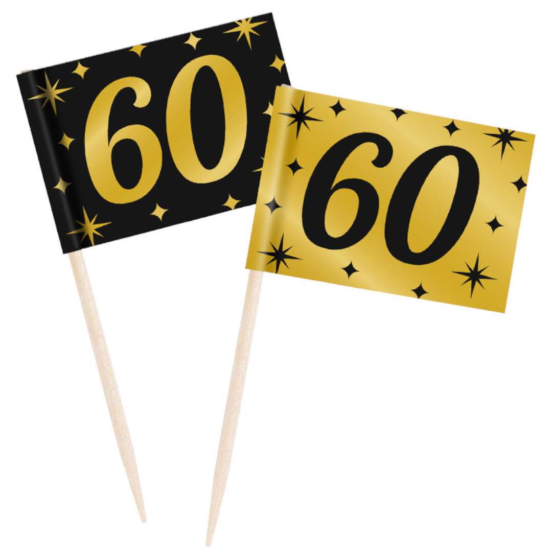 Pikery 60 Urodziny - Classy Party czarno złote 50 szt PD-Party