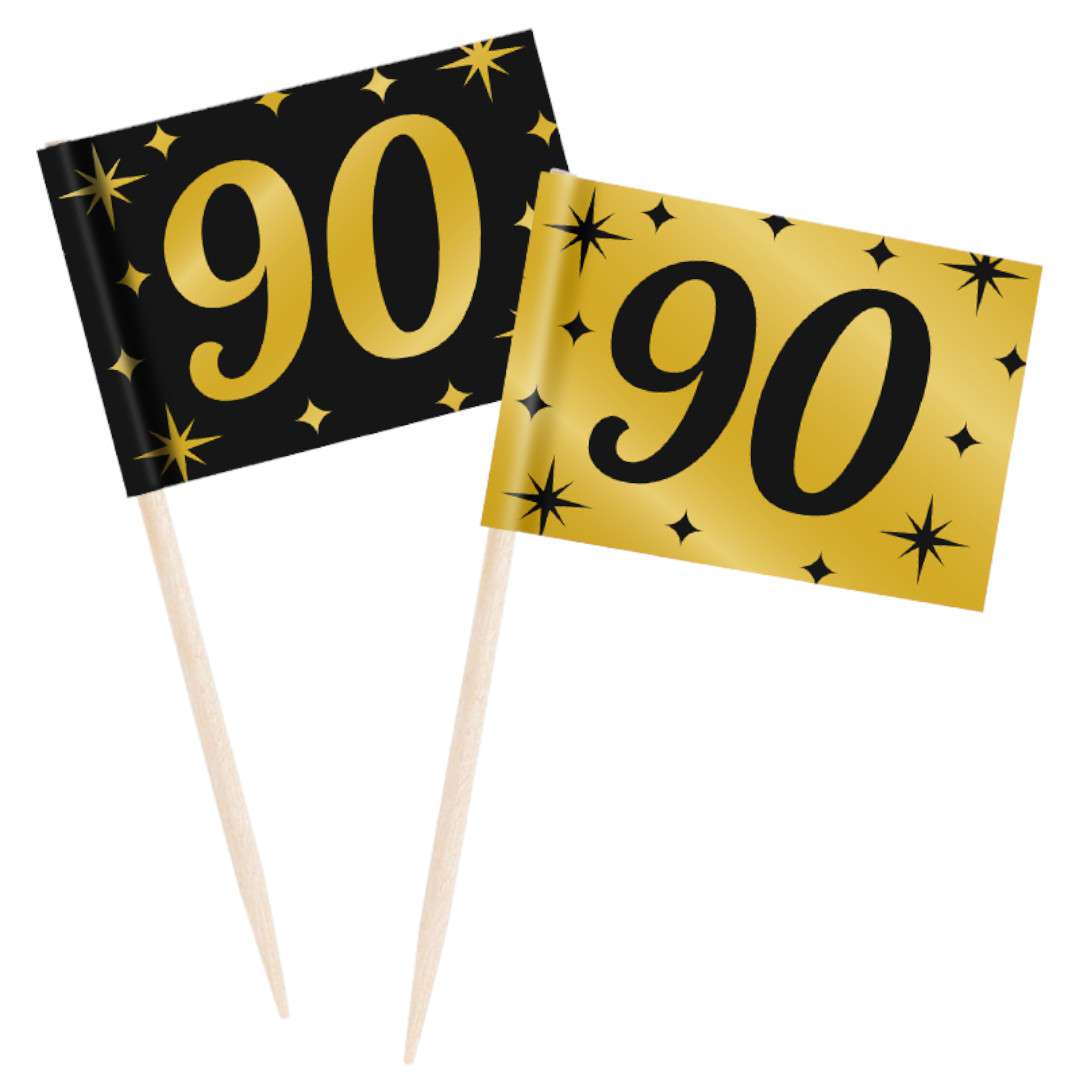 Pikery 90 Urodziny - Classy Party czarno złote 50 szt PD-Party
