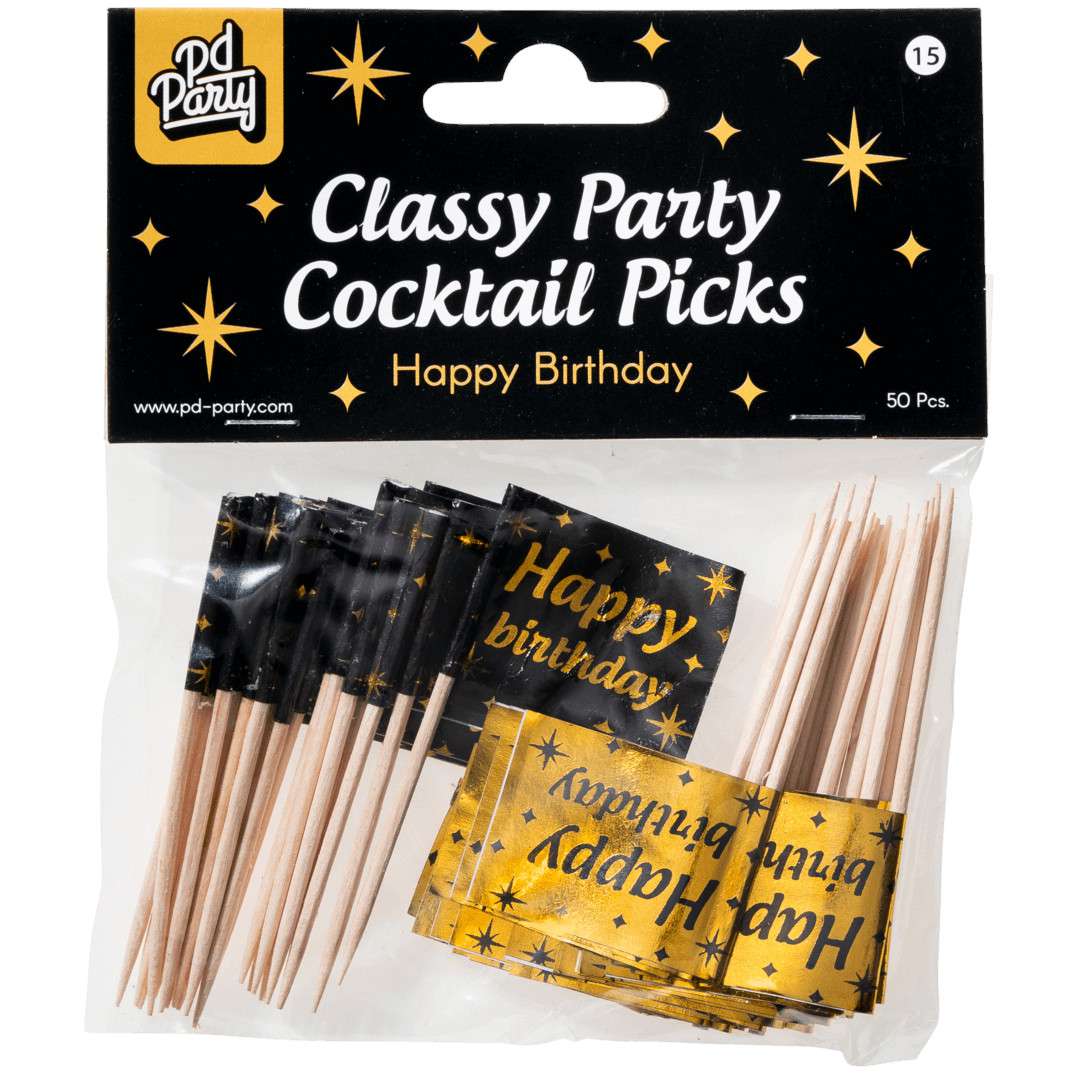 Pikery Urodziny Happy Birthday - Classy Party 50 szt PD-Party