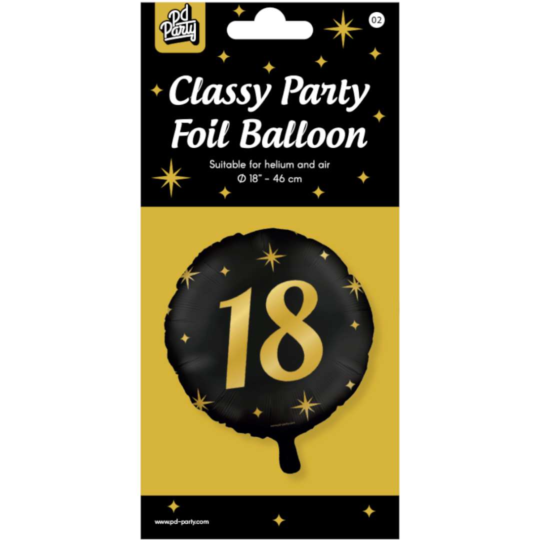 Balon foliowy 18 Urodziny - Classy Party złoto czarny PD-Party 18 RND
