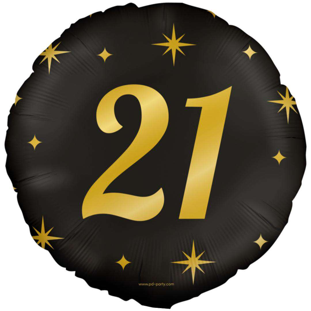 Balon foliowy 21 Urodziny - Classy Party złoto czarny PD-Party 18 RND