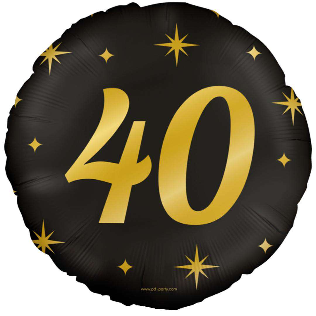 Balon foliowy 40 Urodziny - Classy Party złoto czarny PD-Party 18 RND