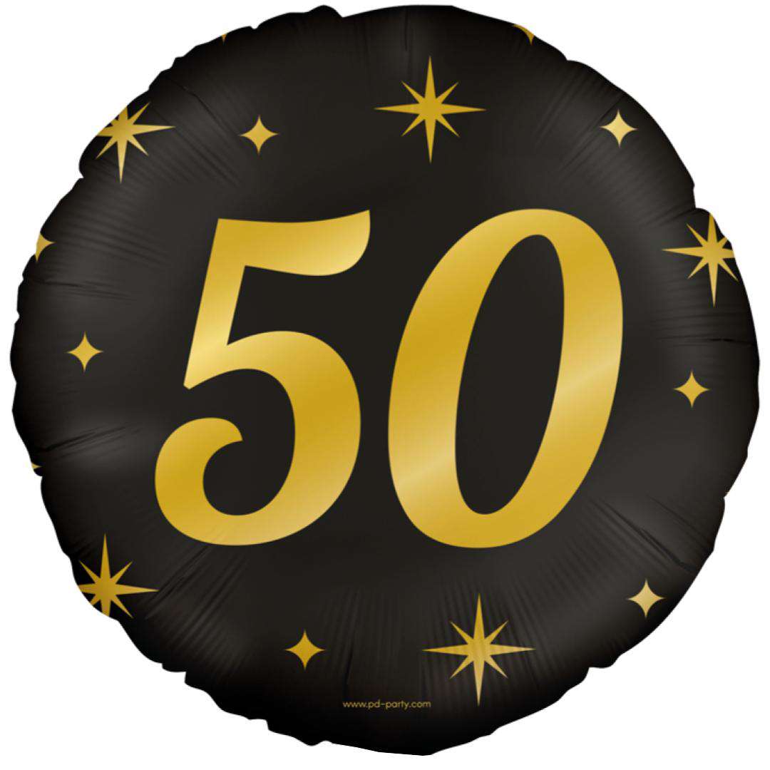 Balon foliowy 50 Urodziny - Classy Party złoto czarny PD-Party 18 RND