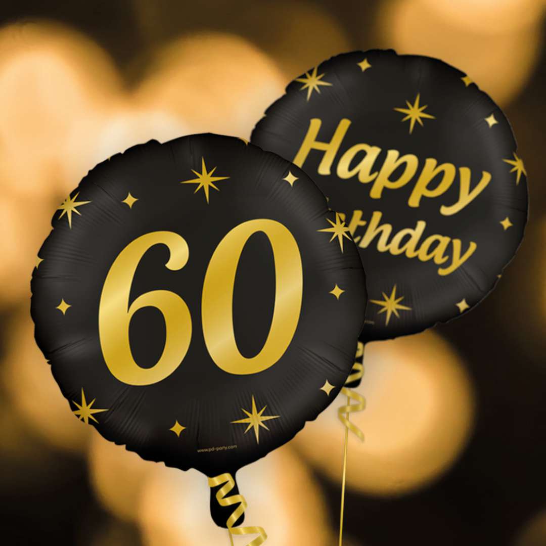 Balon foliowy 60 Urodziny - Classy Party złoto czarny PD-Party 18 RND
