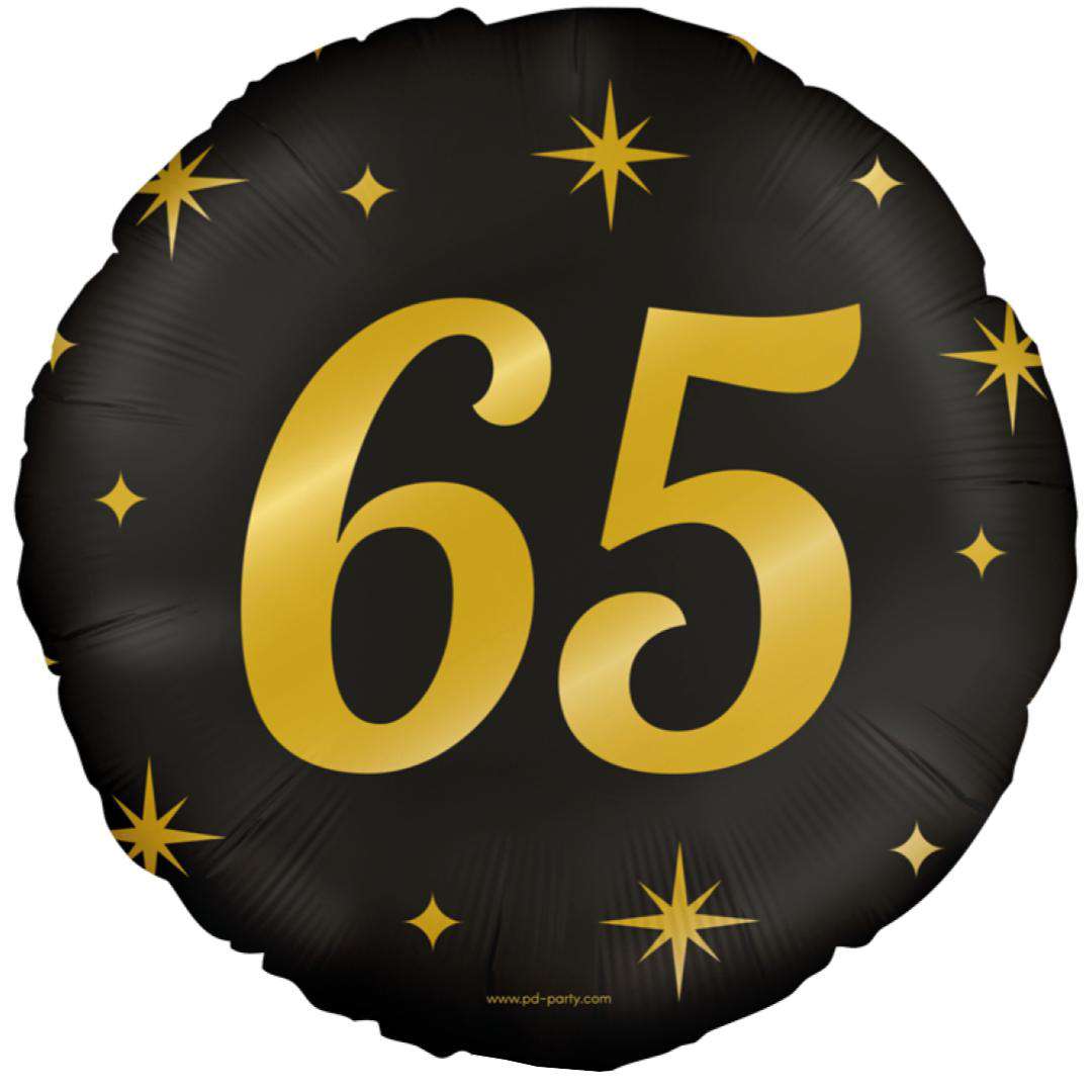 Balon foliowy 65 Urodziny - Classy Party złoto czarny PD-Party 18 RND