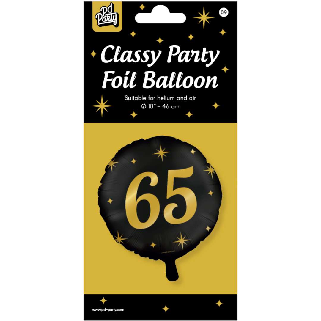 Balon foliowy 65 Urodziny - Classy Party złoto czarny PD-Party 18 RND