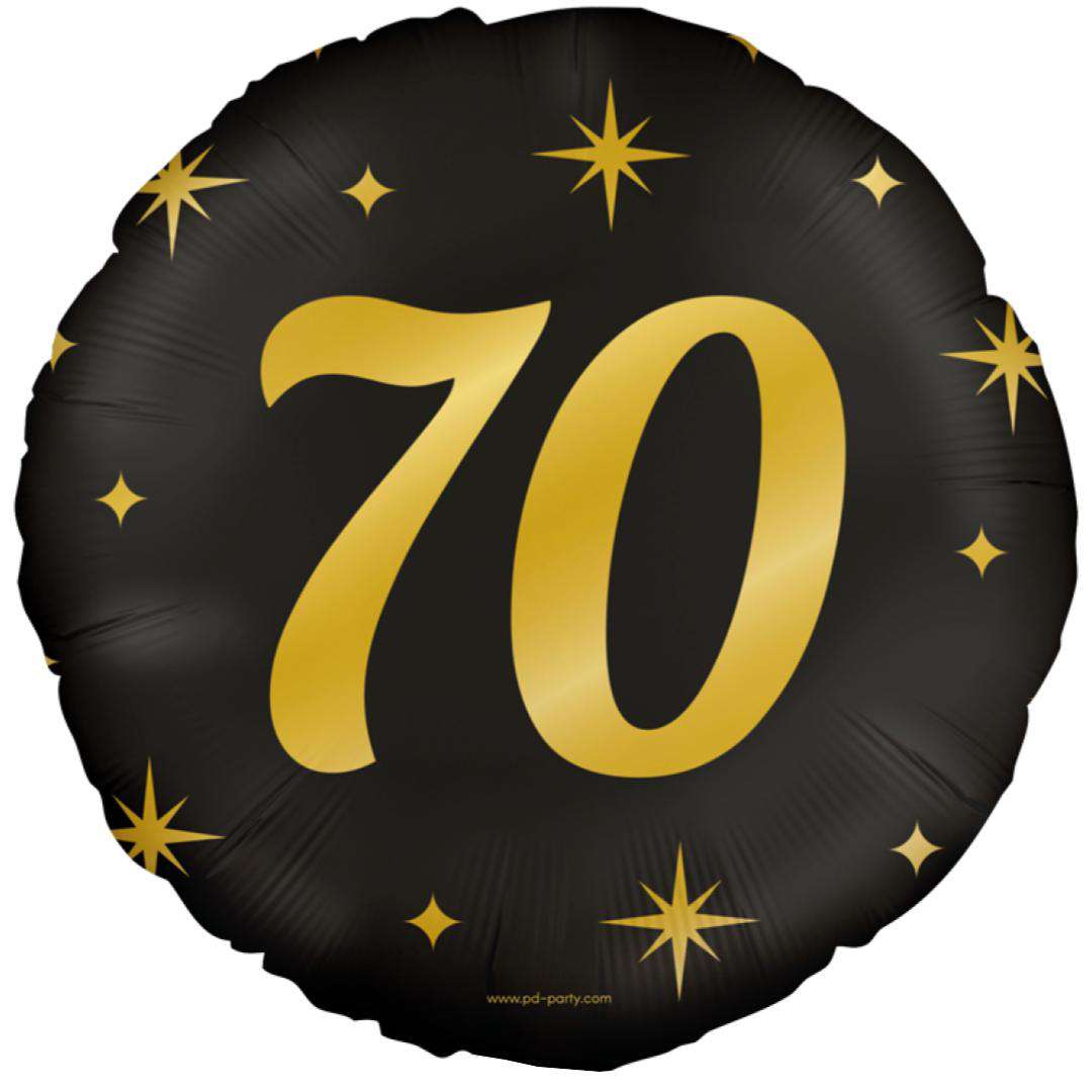 Balon foliowy 70 Urodziny - Classy Party złoto czarny PD-Party 18 RND
