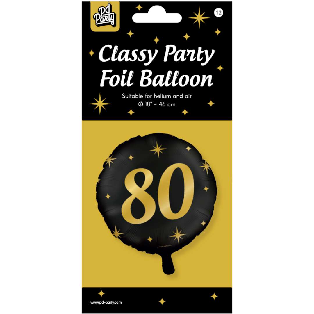 Balon foliowy 80 Urodziny - Classy Party złoto czarny PD-Party 18 RND