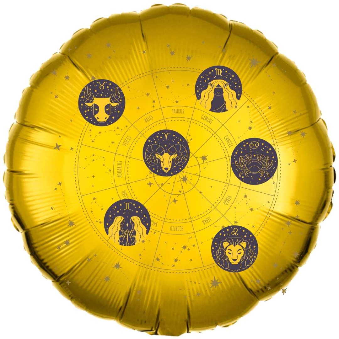 Balon foliowy Andrzejki - Astro Zodiak złoty 18 RND