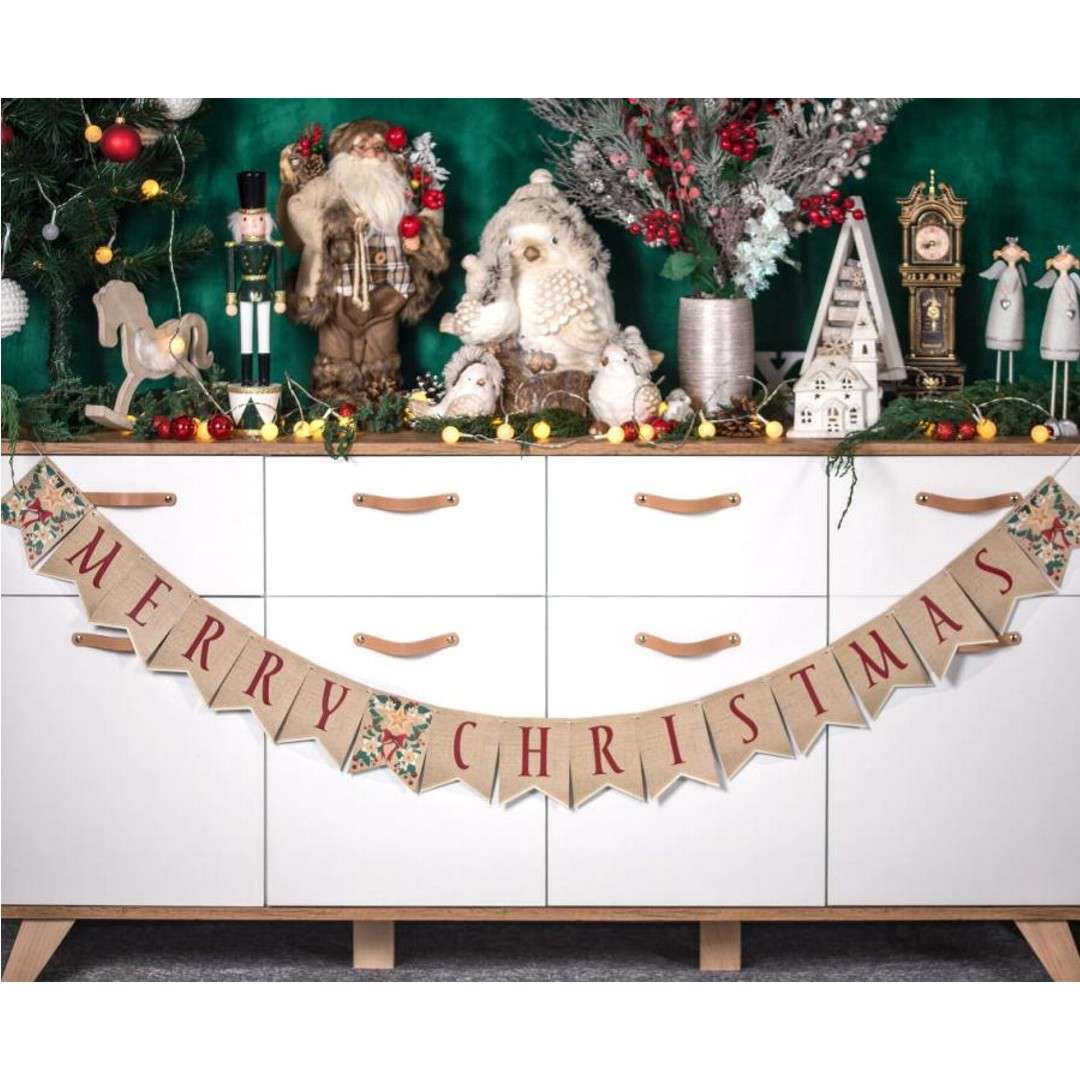 Girlanda papierowa Merry Christmas Listki - Boże Narodzenie Godan 250 cm