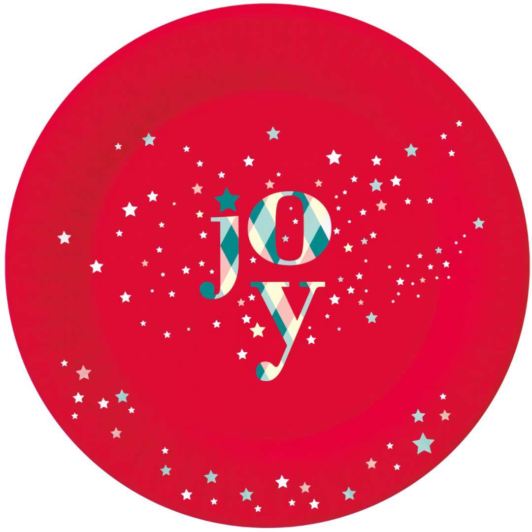 Talerzyki papierowe Joy - świąteczne czerwony Godan 18 cm 6 szt
