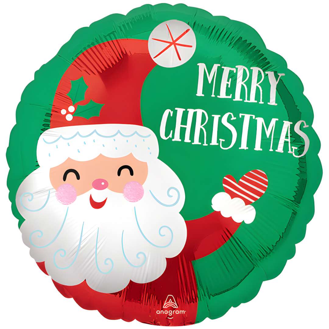Balon foliowy Święty Mikołaj - Merry Christmas zielony Amscan 18 RND
