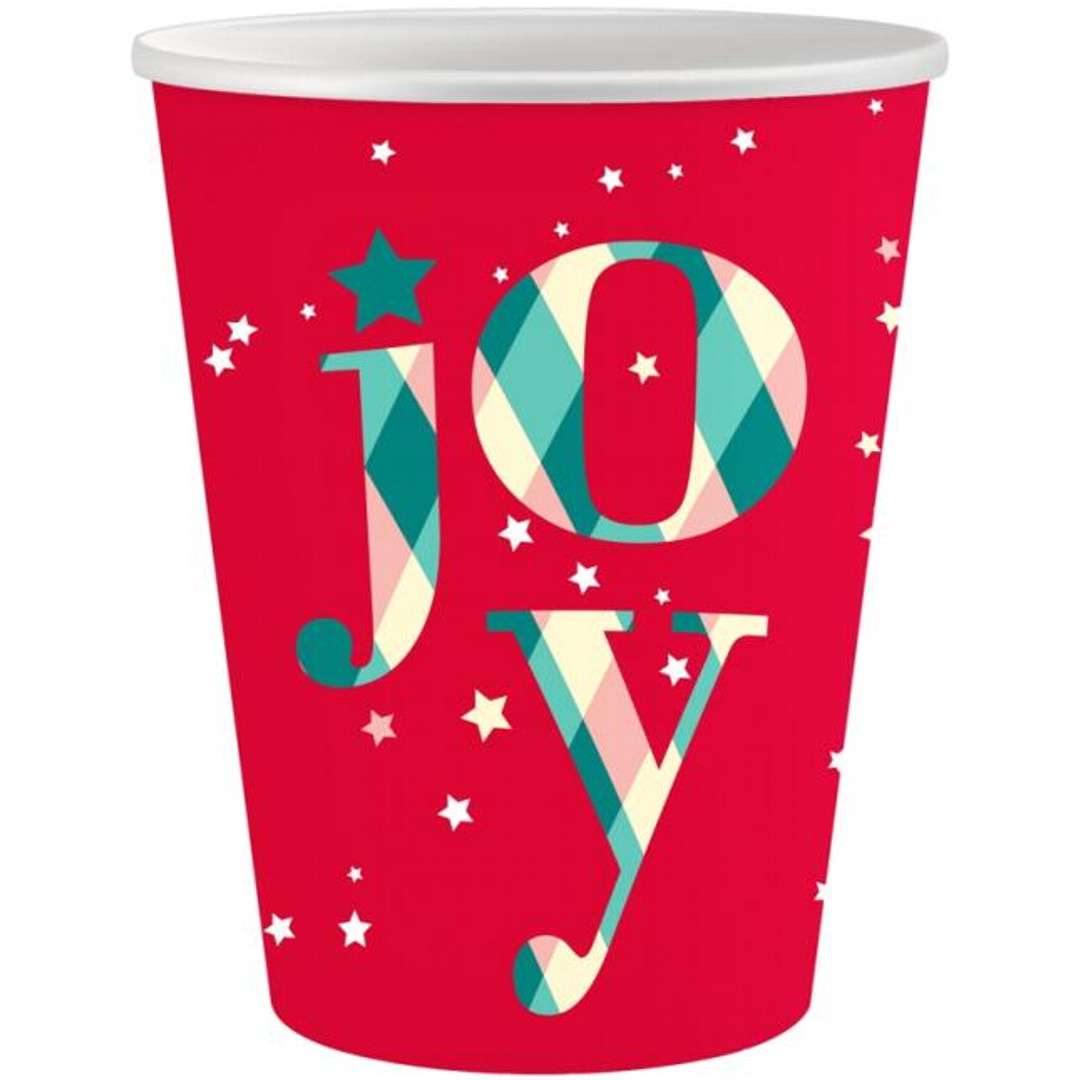 Kubeczki papierowe Joy - świąteczne czerwony Godan 250 ml 6 szt