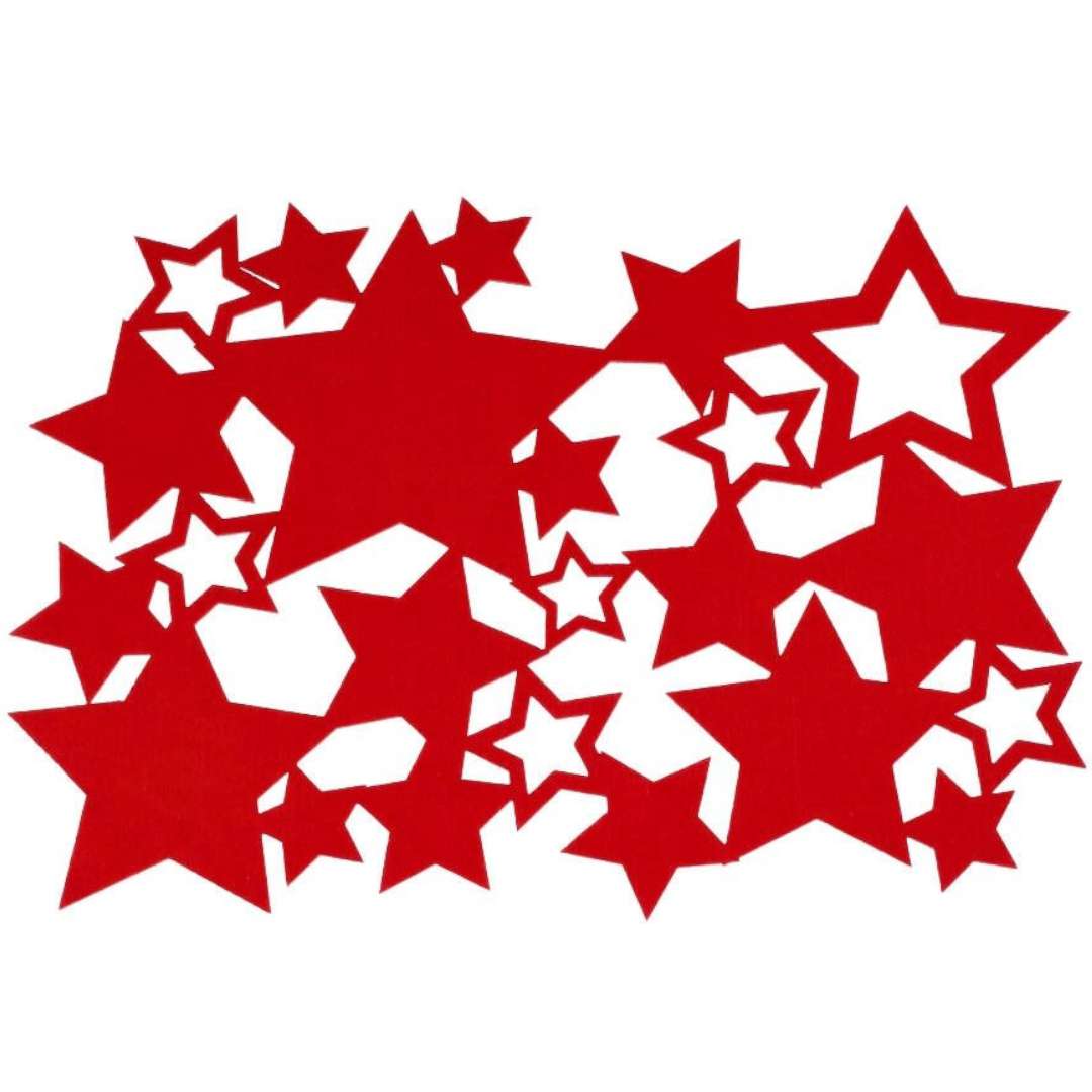 Podkładki na stół Filcowe - Gwiazdy czerwony Czakos 35 x 25 cm 6 szt