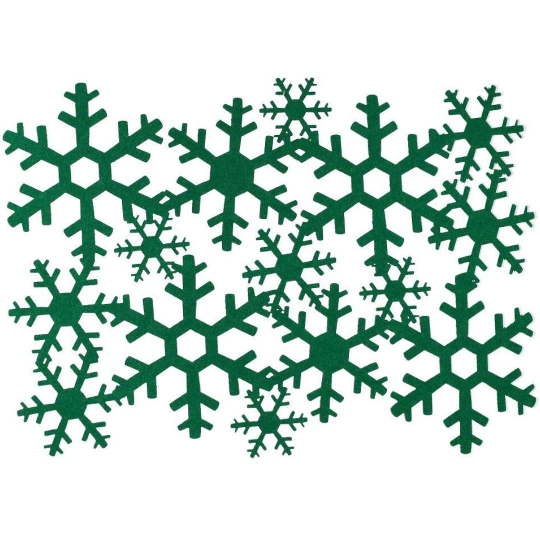 Podkładki na stół Śnieżynki - Płatki Śniegu zielony Czakos 35 x 25 cm 6 szt