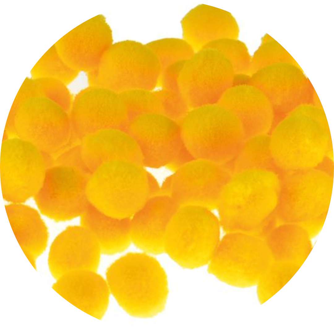 Pompony pluszowe Poliestrowe żółty Brewis 10mm 100 szt