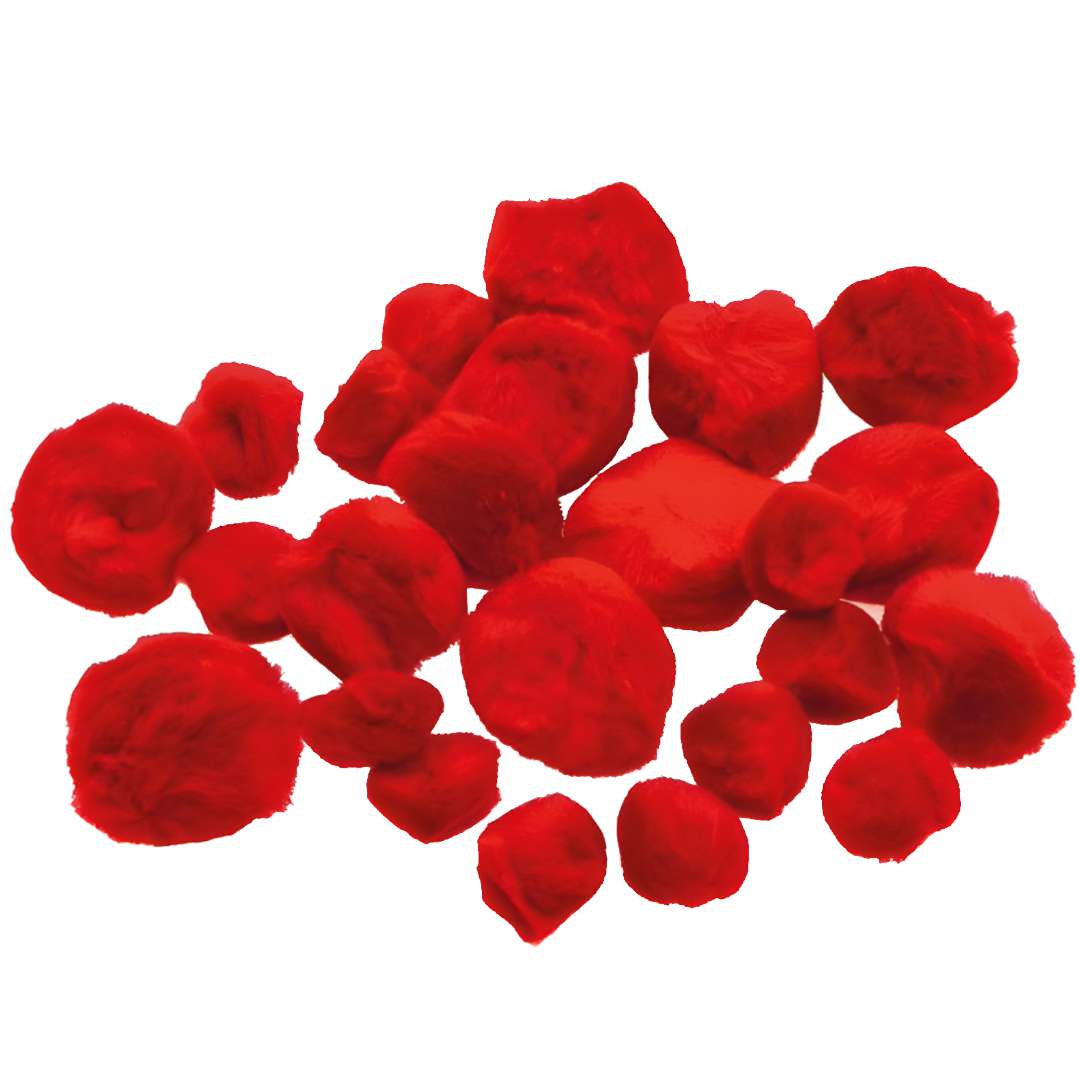 Pompony pluszowe Akrylowe czerwony Brewis 253540 mm 24 szt