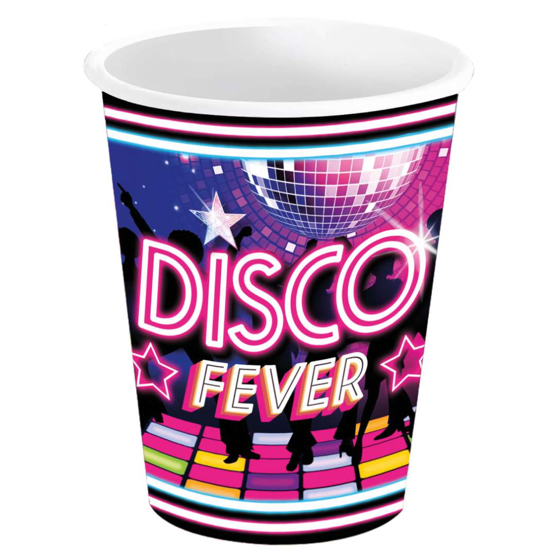 Kubeczki papierowe Disco Fever - Lata 80 Guirca 240 ml 6 szt
