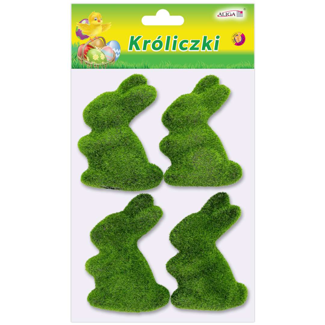Dekoracja Zajączki Pokryte Trawą zielony Aliga 8 cm 4 szt