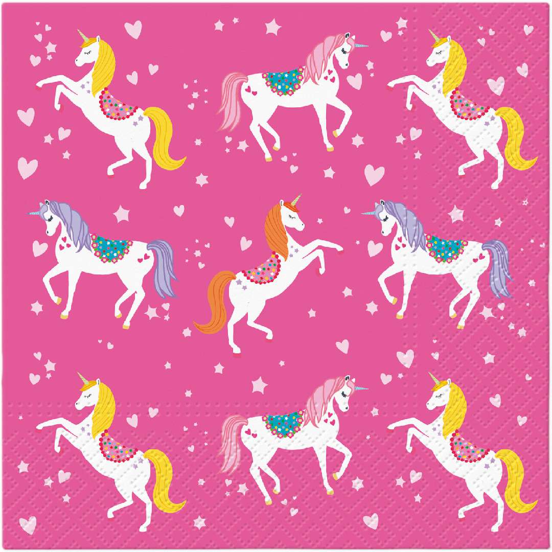Serwetki Unicorn Pattern różowy PAW 33 cm 20 szt
