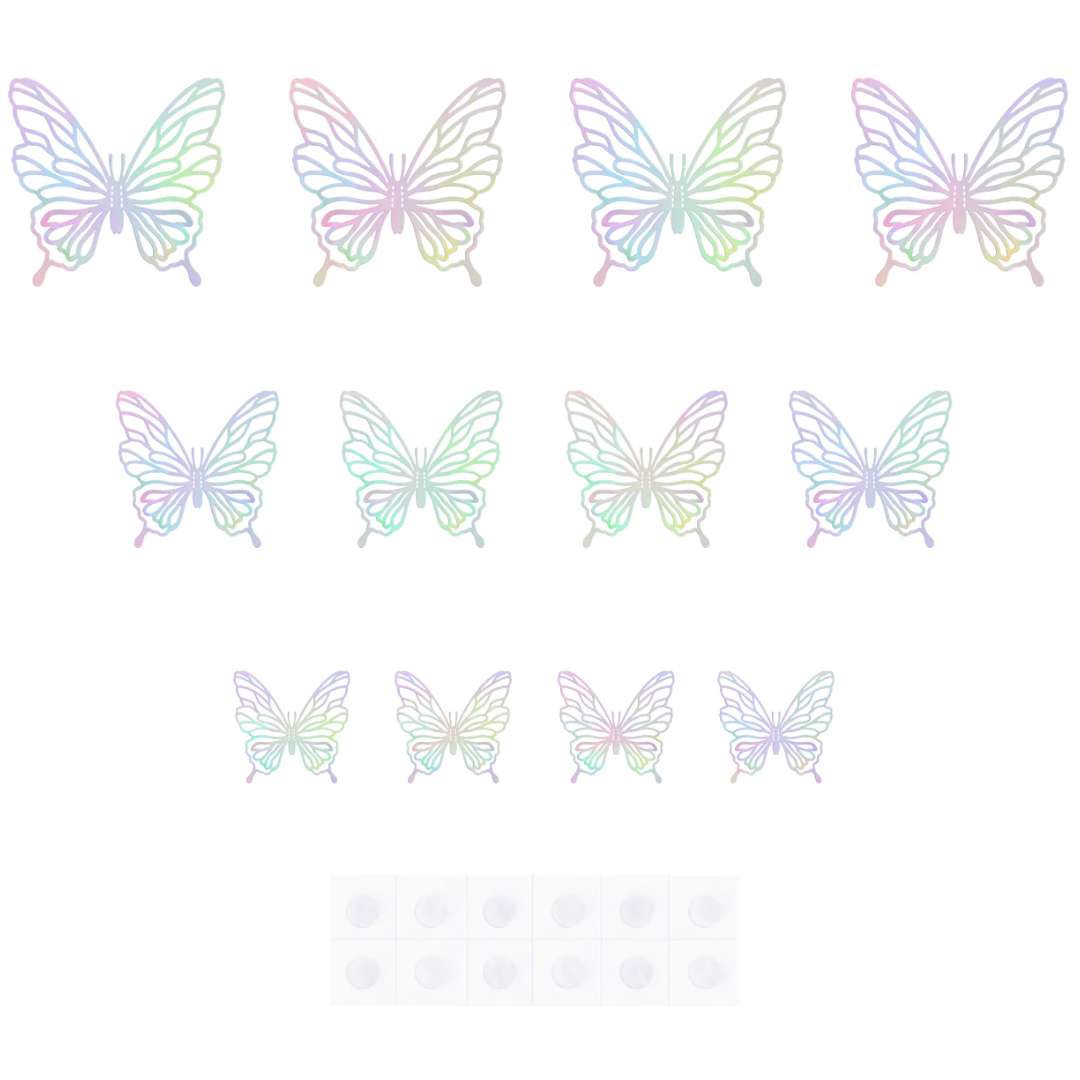 Dekoracja na ścianę Motylki 3D Ażurowe opalizujące PartyPal 12 szt
