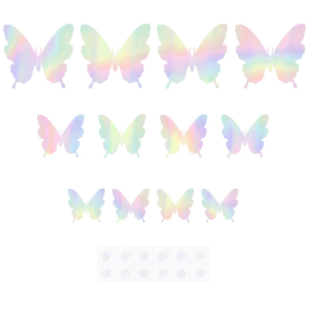 Dekoracja na ścianę Motylki 3D opalizujący PartyPal 12 szt