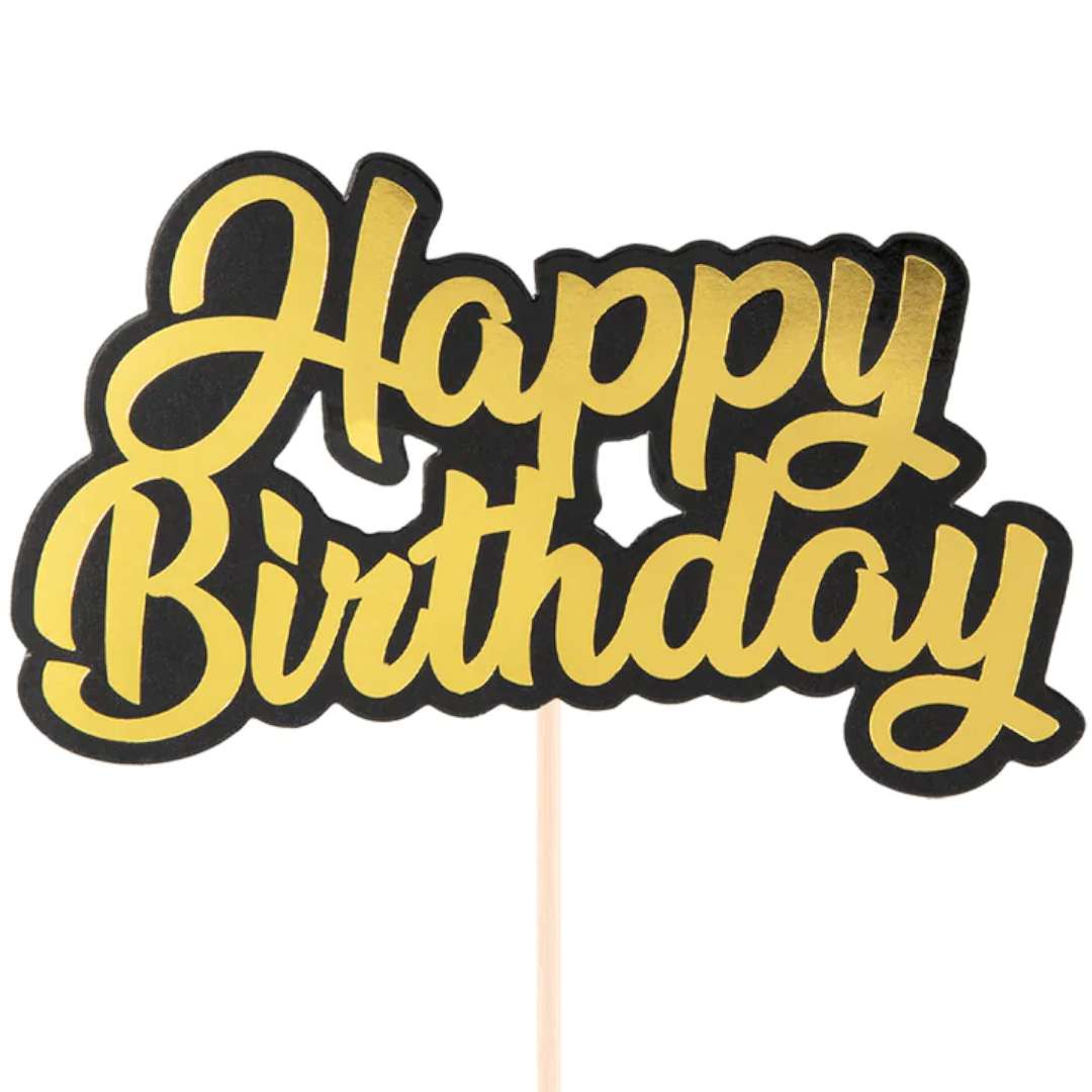Topper papierowy Happy Birthday złoto-czarny PartyPal 195 cm