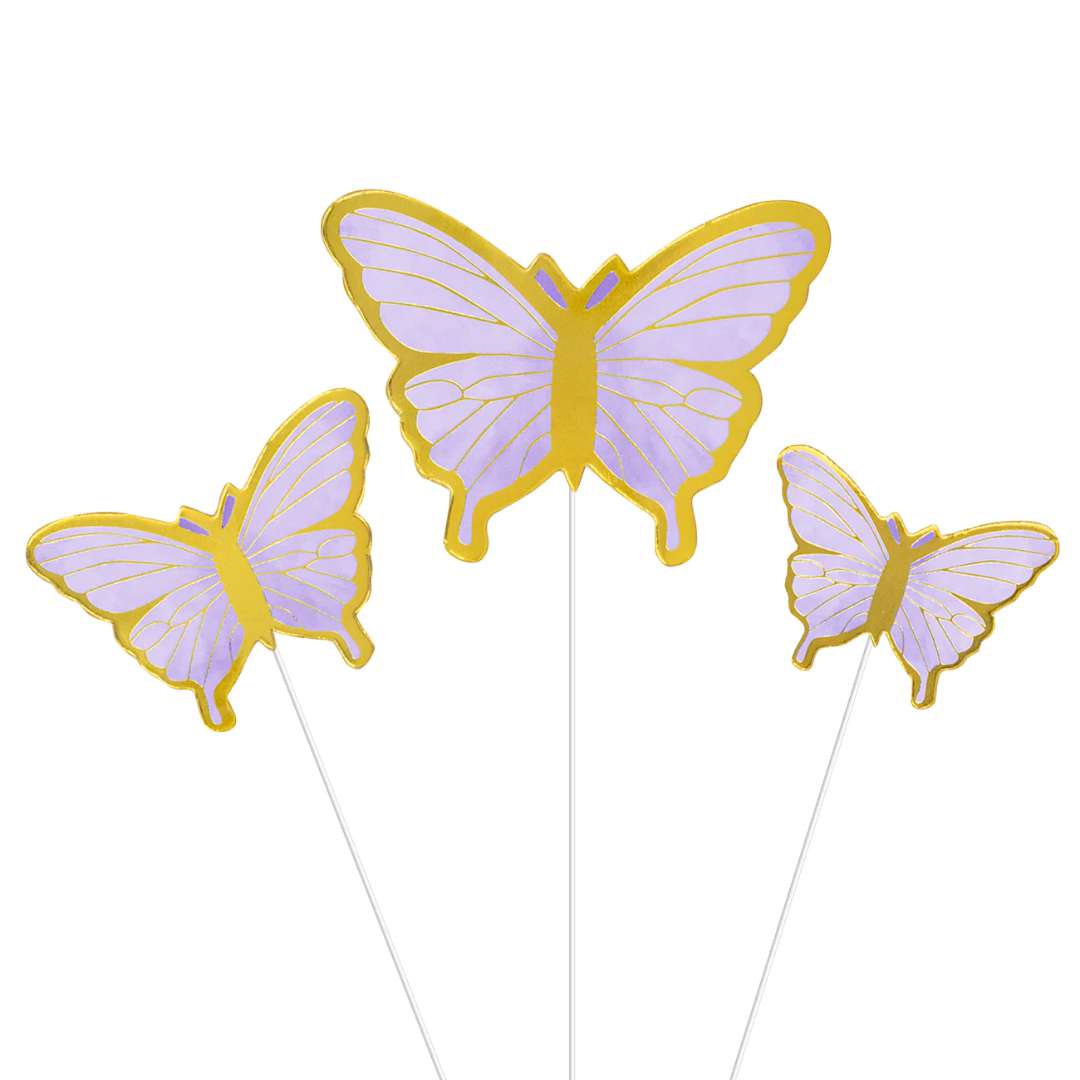Pikery Motyle fioletowo-złoty PartyPal 36-45 cm 10 szt