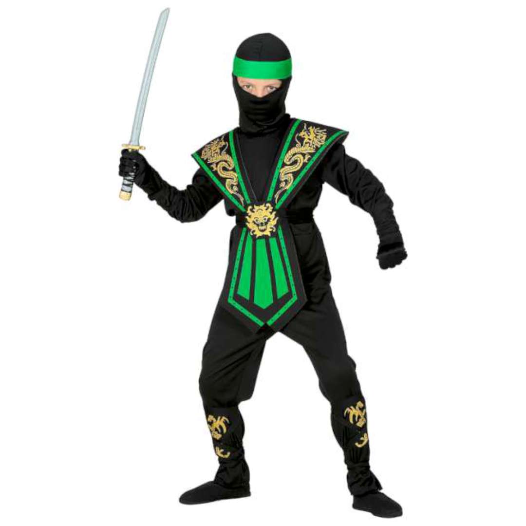 Strój dla dzieci Ninja zielony wojownik Widmann 122-134 cm