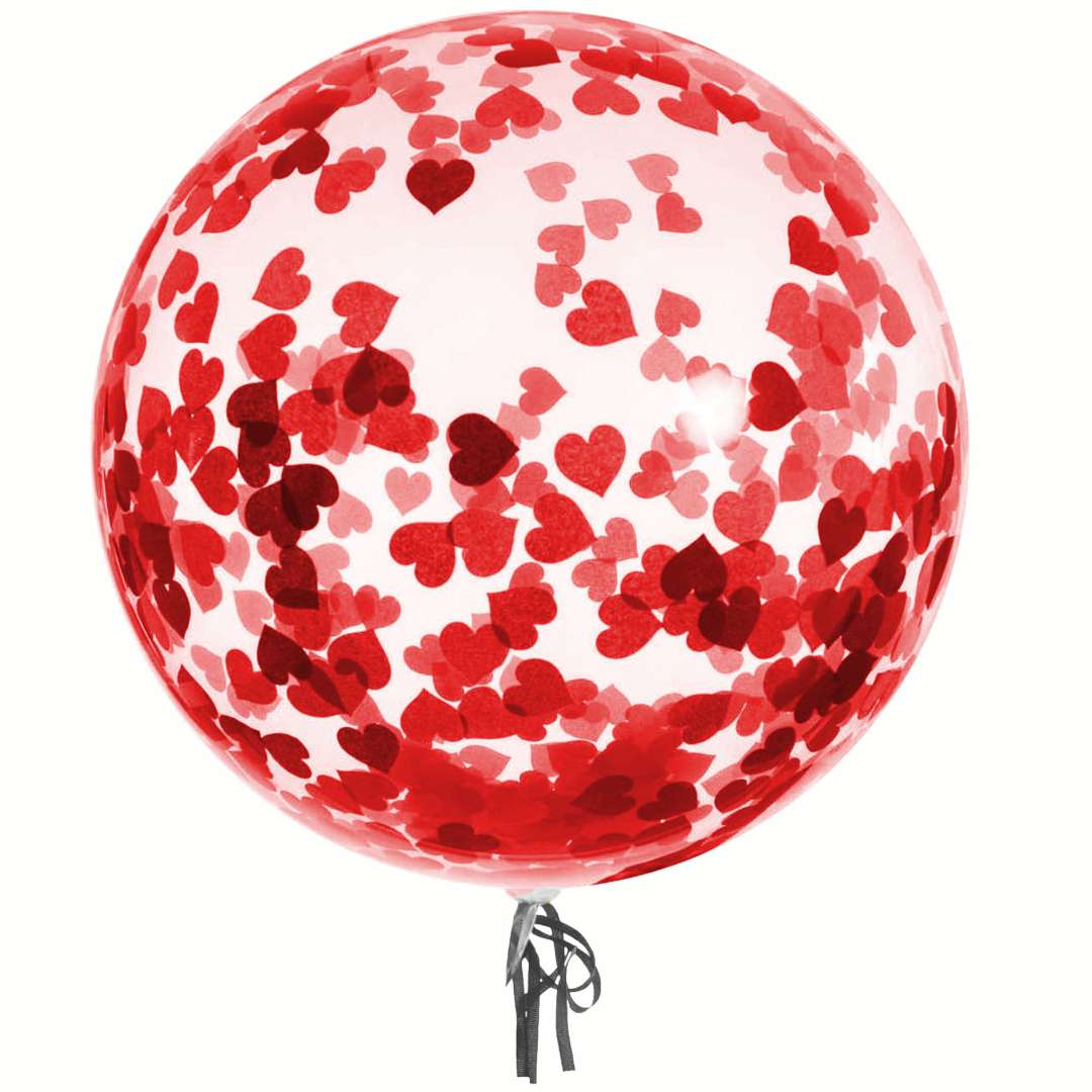 Balon z konfetti Serca - Czerwone transparentny FunnyFashion 18 ORB