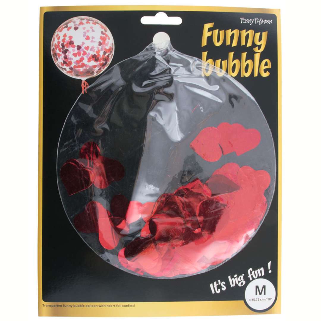Balon z konfetti Serca - Czerwone transparentny FunnyFashion 18 ORB