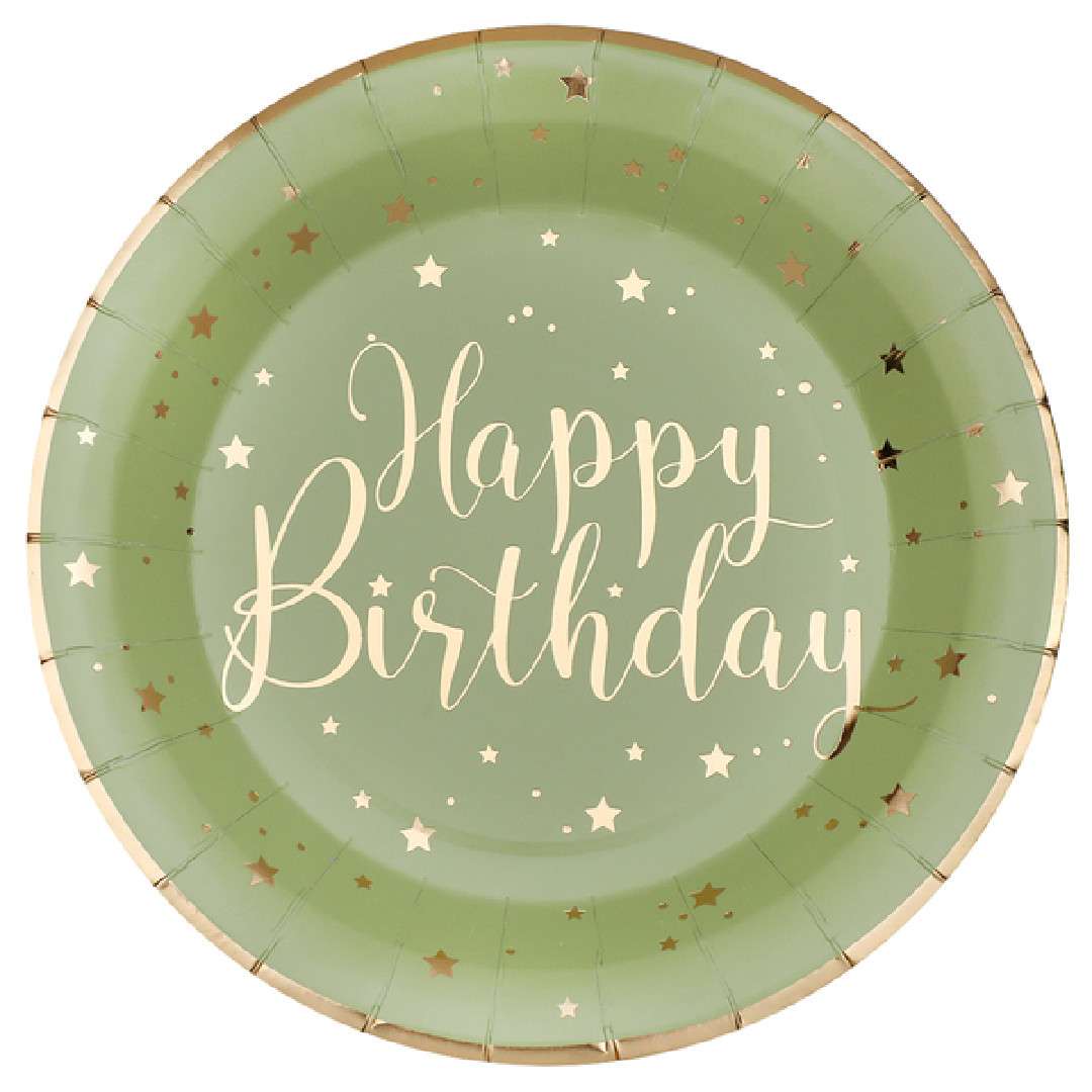 _xx_Metallic Happy Birthday plate Olive