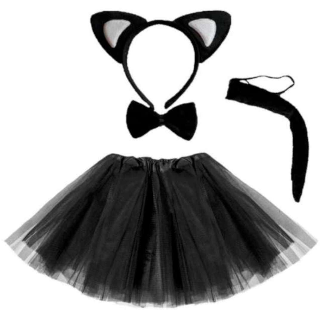 Strój dla dzieci Kotek w spódniczce czarny Party Tino rozm. 92-104 cm