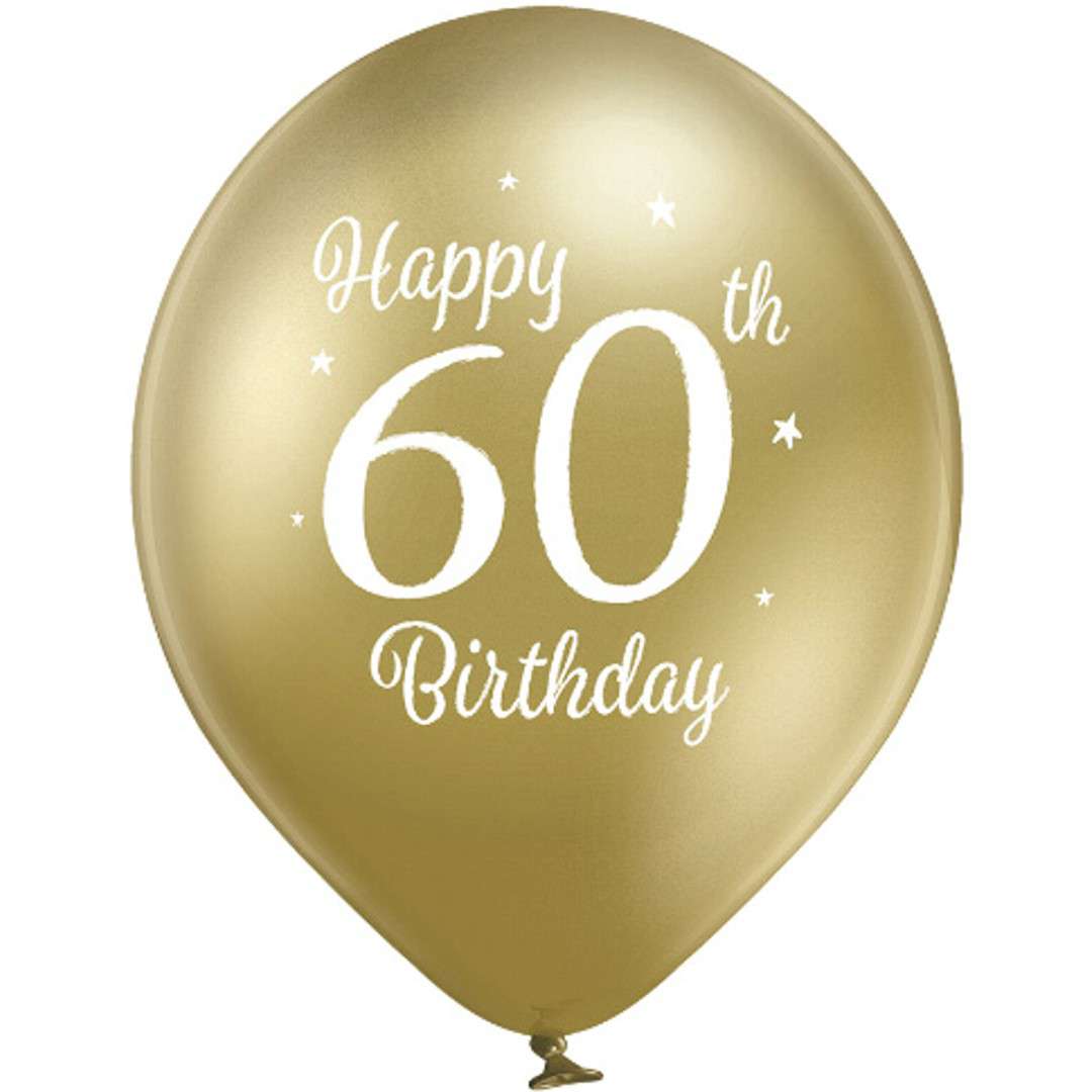 Balony D11 glossy - Happy Birthday 60 mix Belbal 12 6 szt