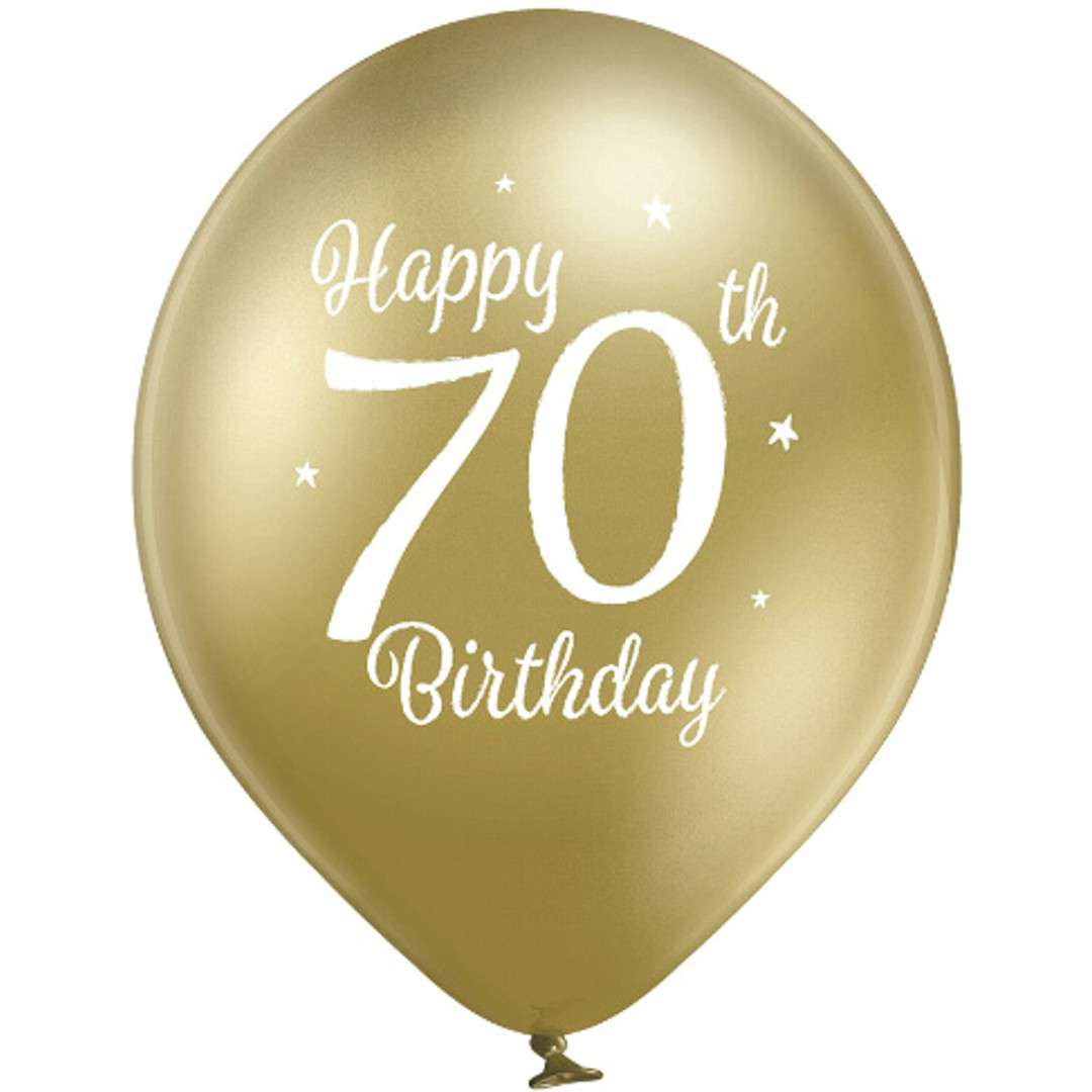 Balony D11 glossy - Happy Birthday 70 mix Belbal 12 6 szt