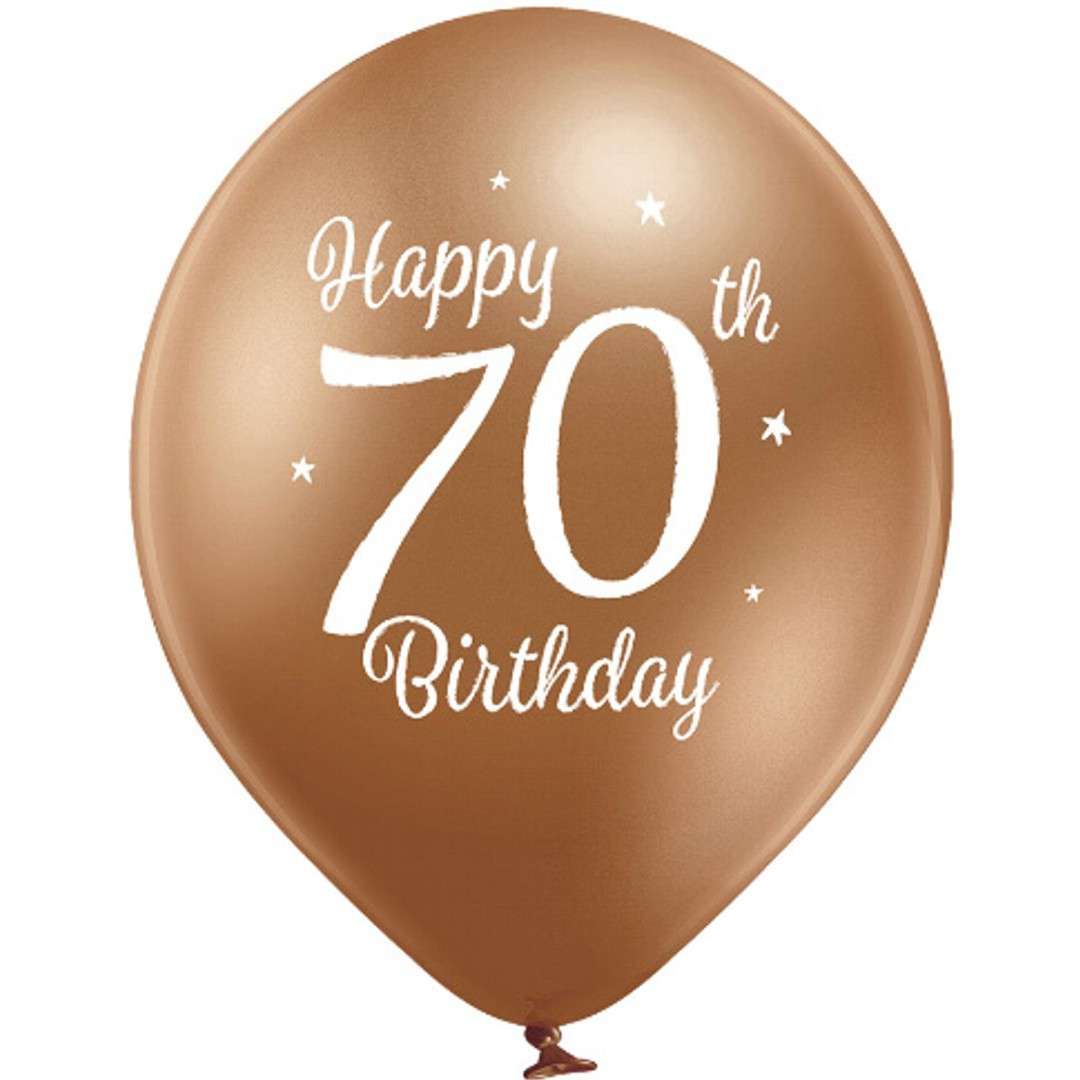 Balony D11 glossy - Happy Birthday 70 mix Belbal 12 6 szt
