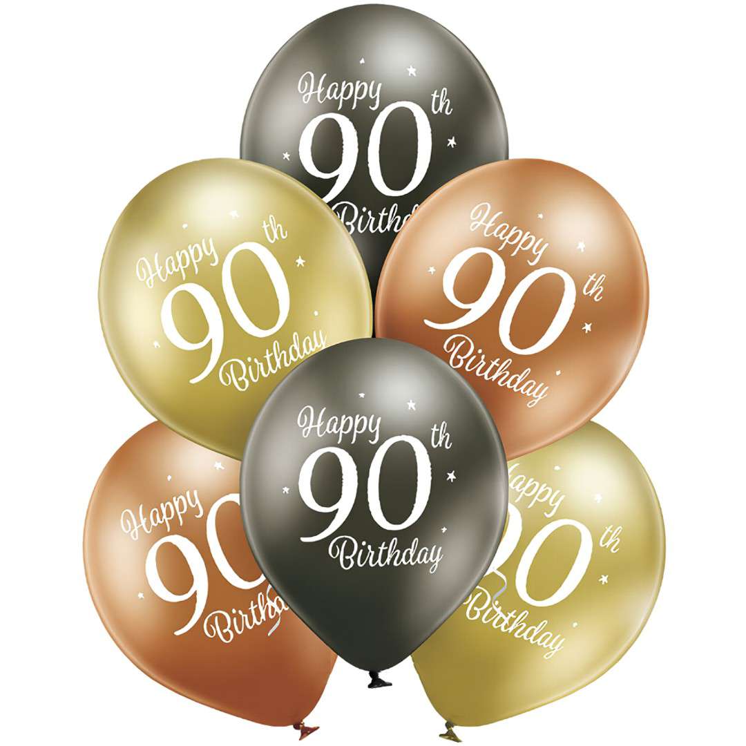 Balony D11 glossy - Happy Birthday 90 mix Belbal 12 6 szt