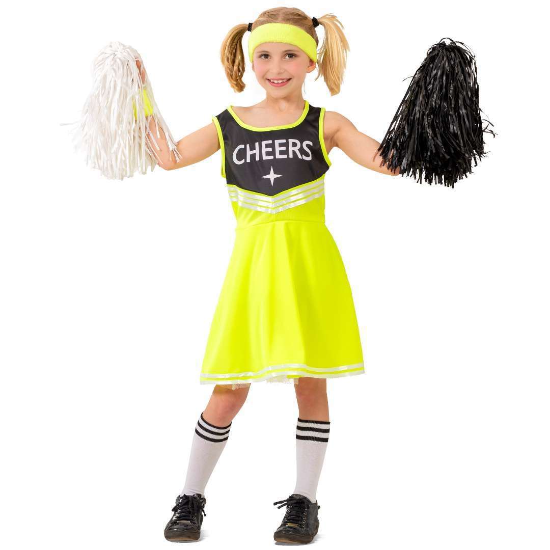 Strój dla dzieci Cheerleaderka żółty neon Funny Fashion rozm. 134-140 cm