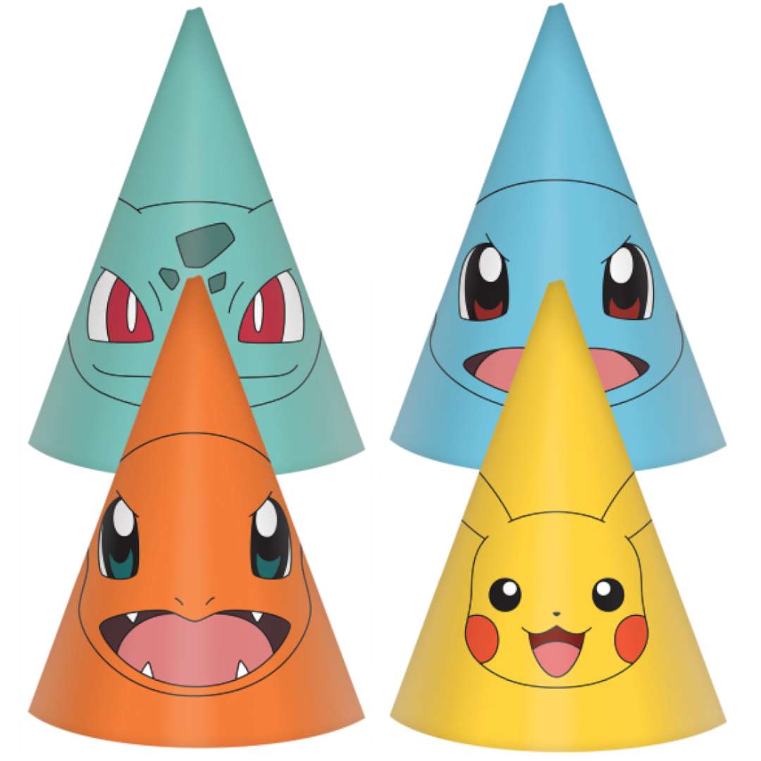 Czapeczki papierowe Pokemon - Pikachu i Przyjaciele Amscan 8 szt