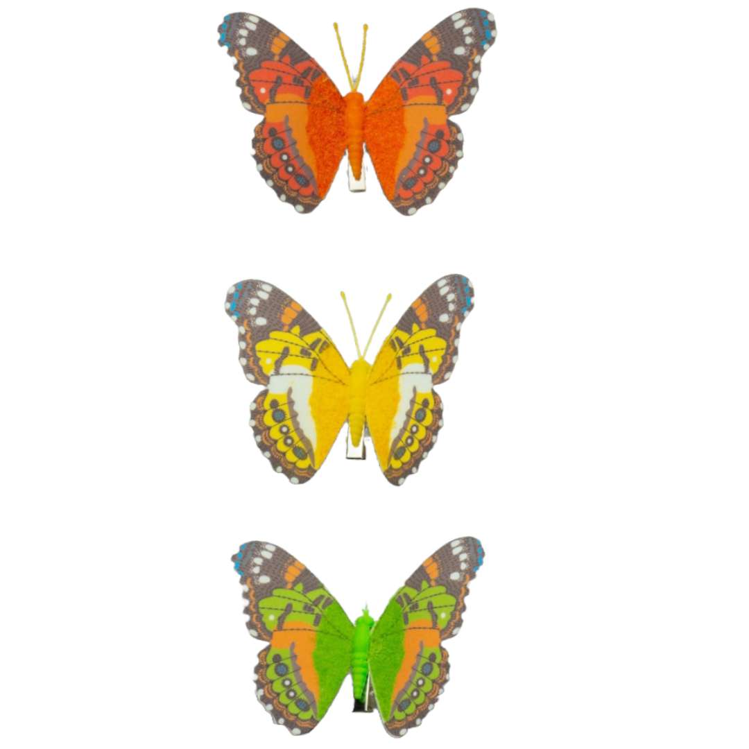 Dekoracja Motyle z Klipsem mix 12 cm 3 szt
