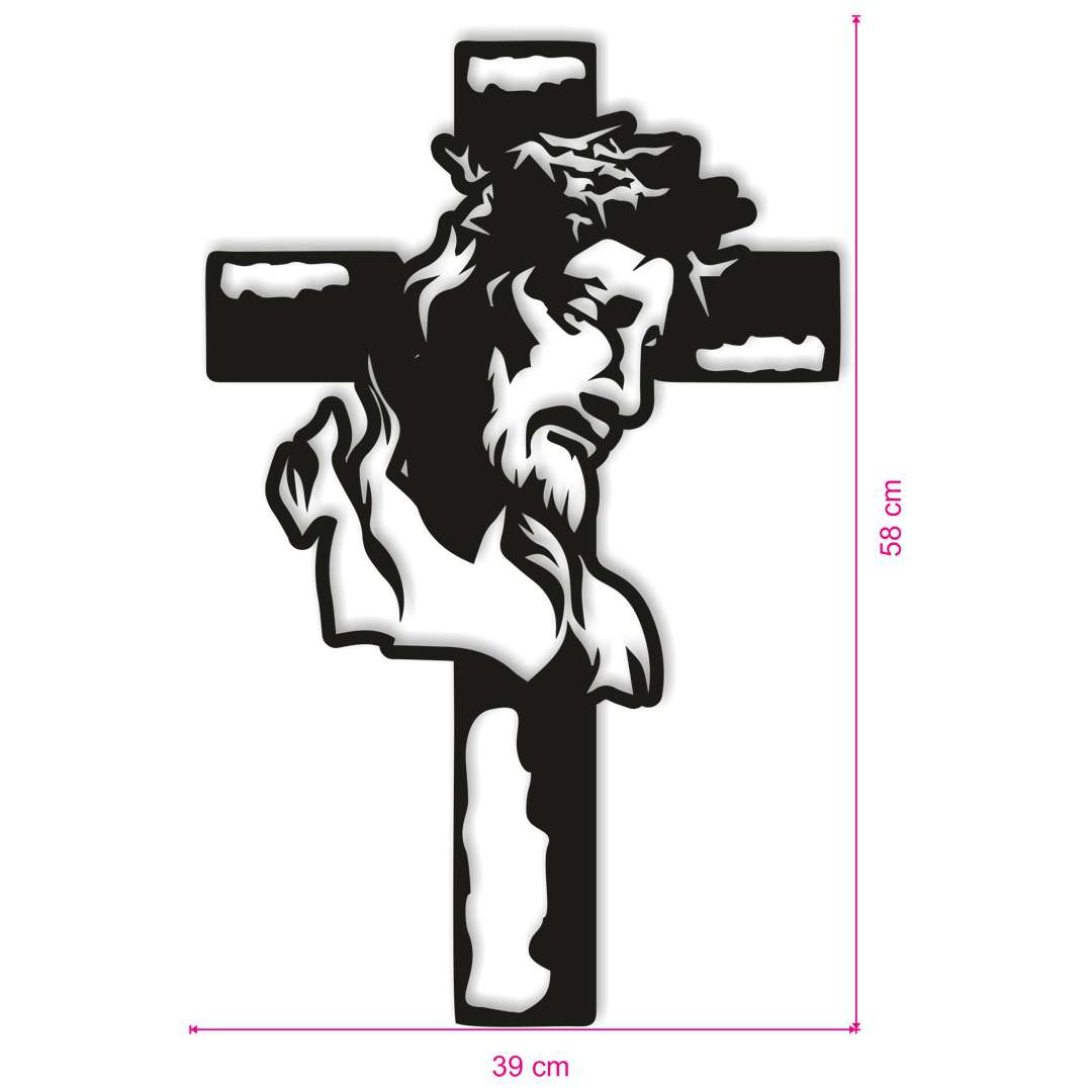 Obraz ażurowy Jezus na tle krzyża czarny 39x58 cm