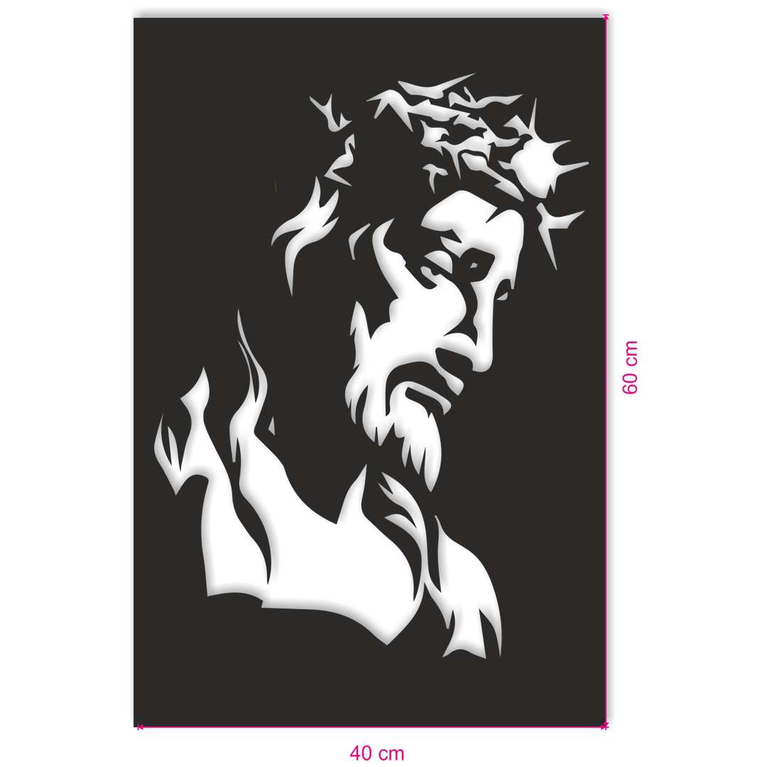 Obraz ażurowy Jezus w cierniowej koronie - negatyw czarny 40x60 cm