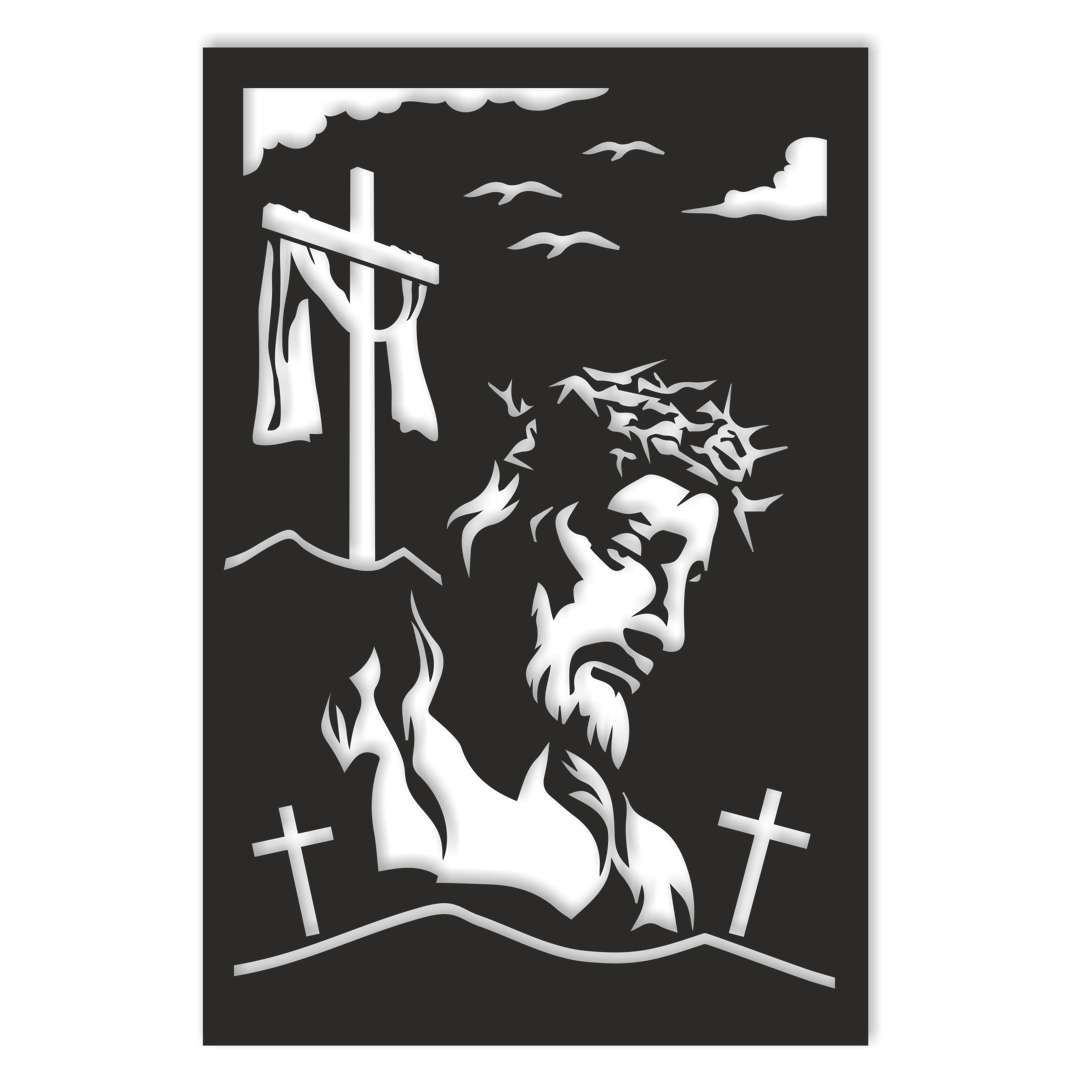 Obraz ażurowy Jezus na Golgocie czarny 40x60 cm