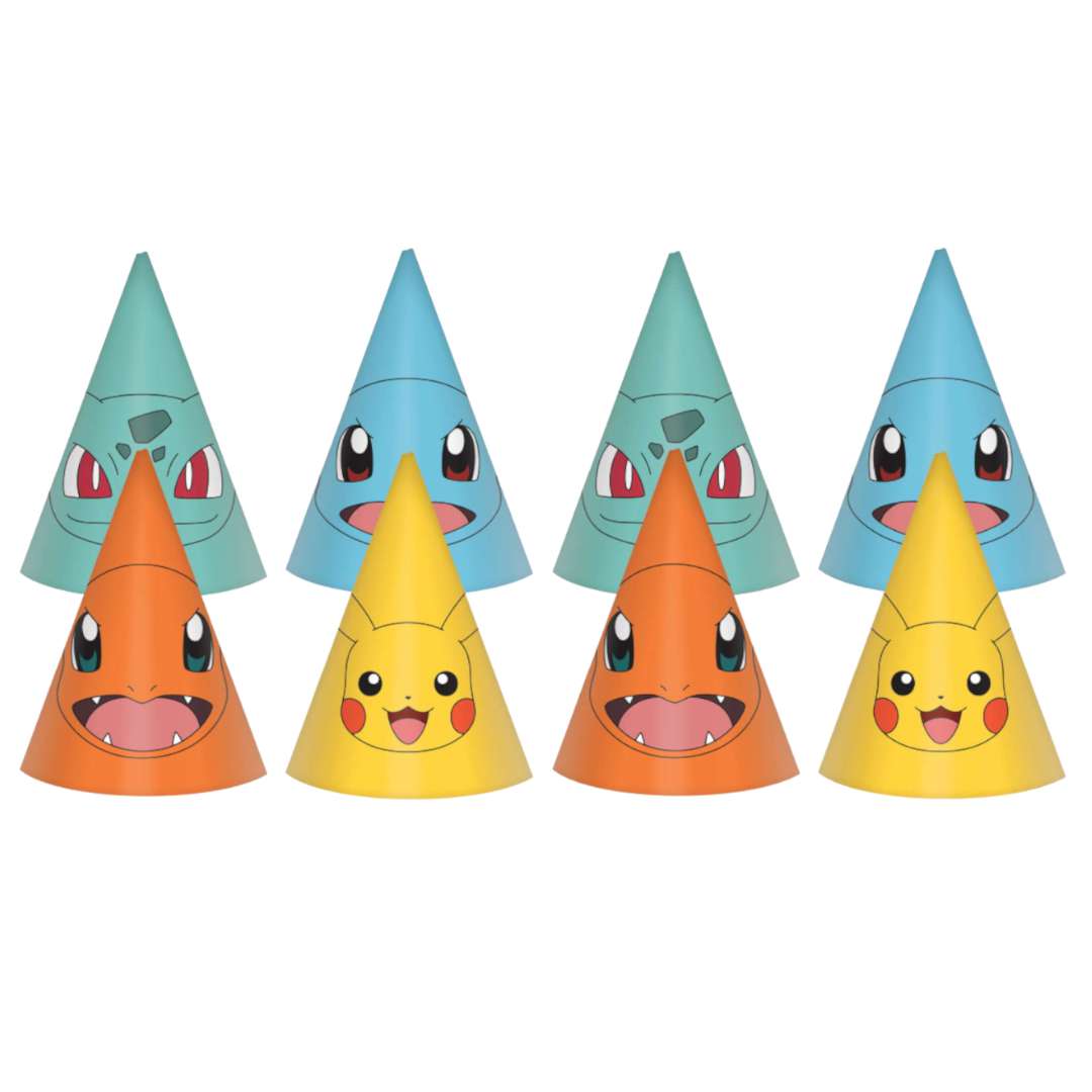 Czapeczki papierowe Pokemon - Pikachu i Przyjaciele Amscan 8 szt