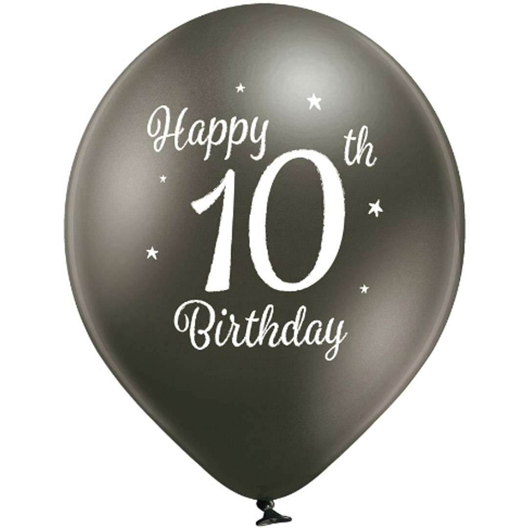 Balony D11 glossy - Happy Birthday 10 mix Belbal 12 6 szt