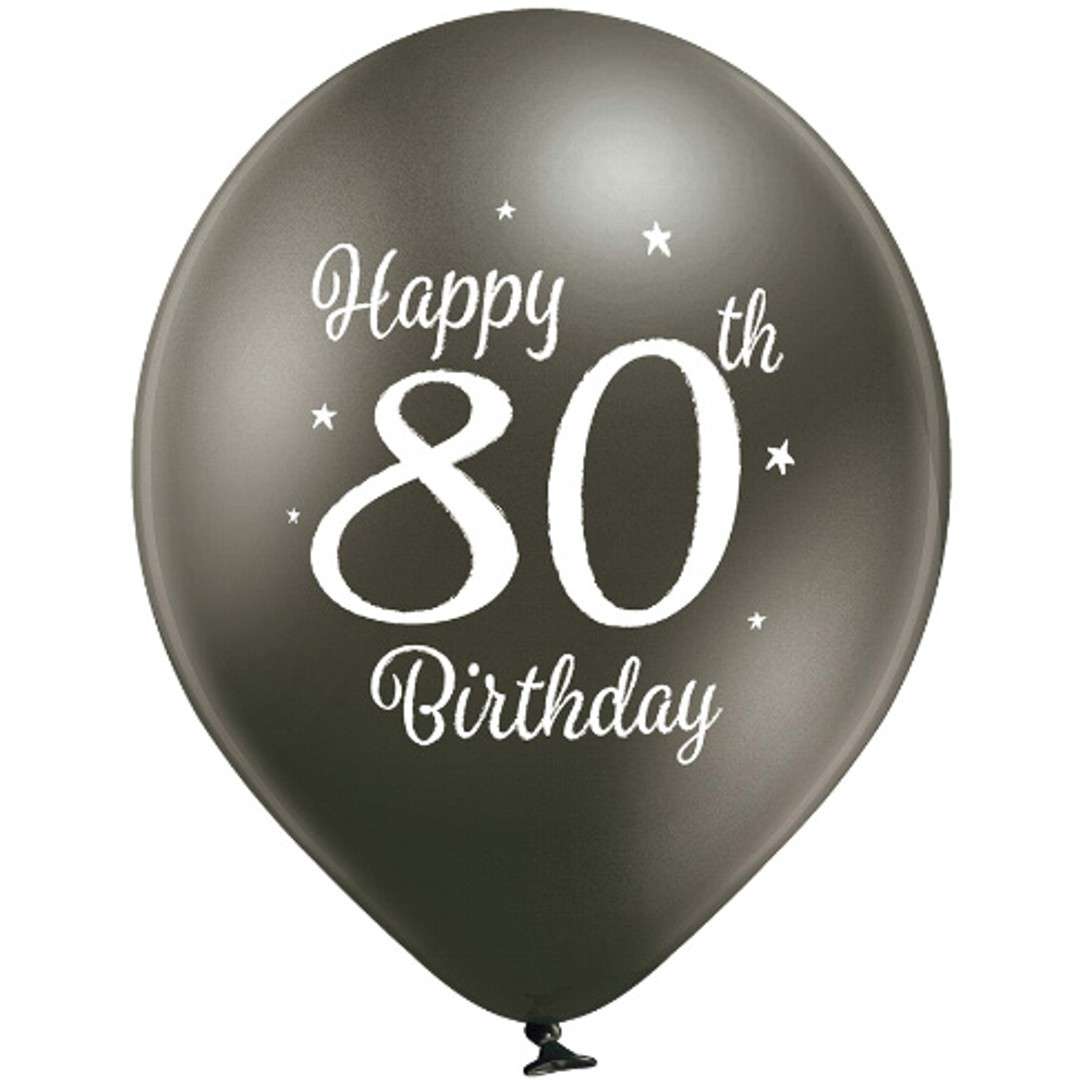 Balony D11 glossy - Happy Birthday 80 mix Belbal 12 6 szt