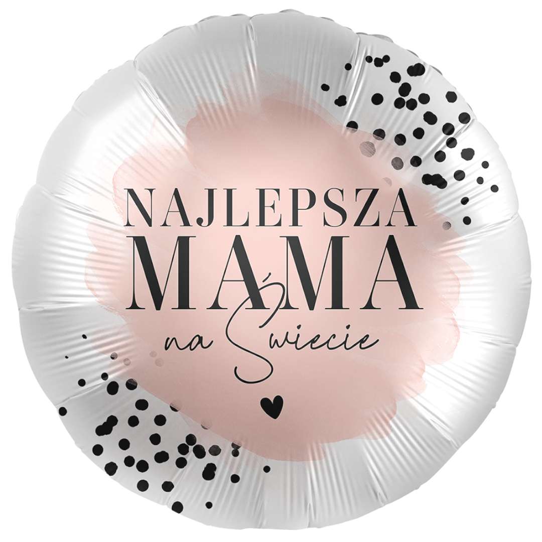 Balon foliowy Najlepsza Mama na Świecie biało-różowy Premioloon 17 RND