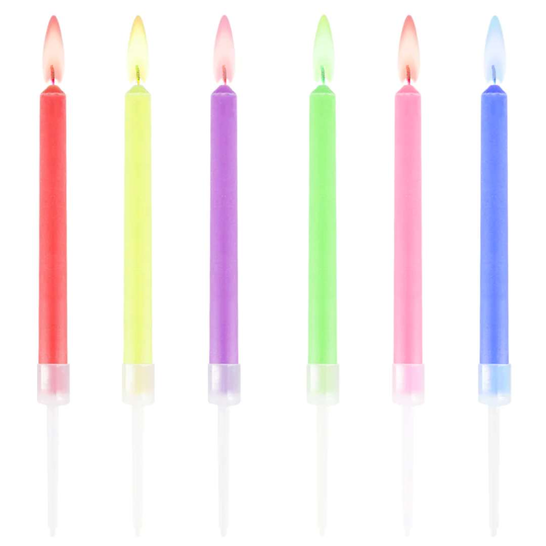 Świeczki urodzinowe Kolorowy Płomień PartyPal 6 cm 6 szt