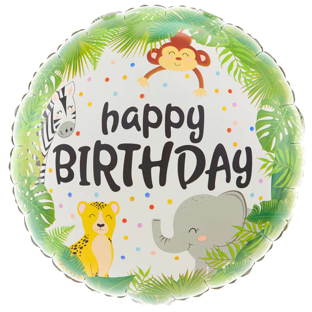 Balon foliowy Happy Birthday - Zwierzątka Safari PartyPal 18 RND