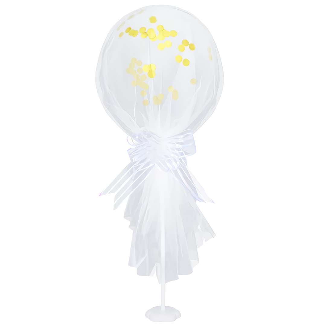 Stojak Balon Konfetti w Tiulu biały PartyPal 68 cm